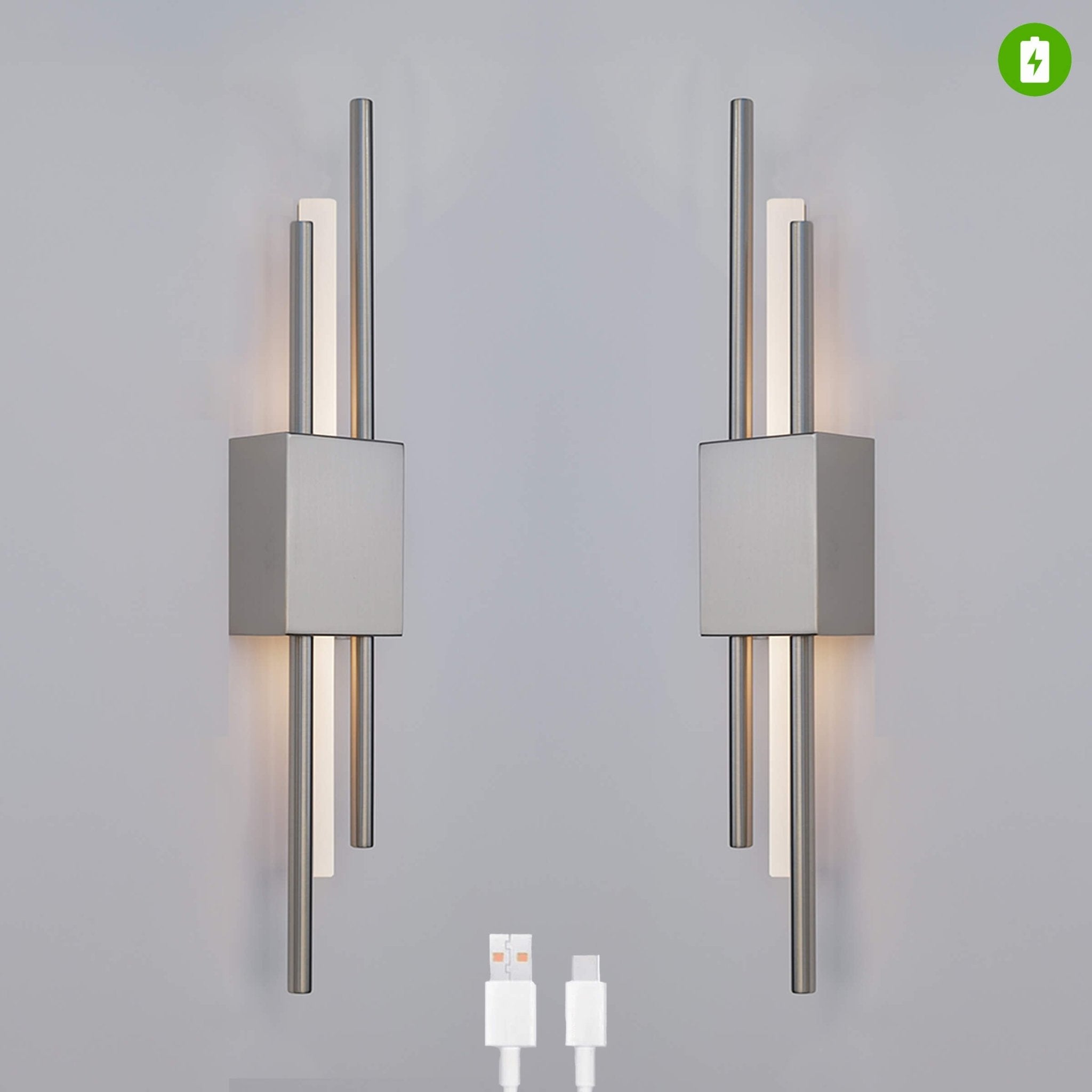Glitch • Silver • Battery • 2 Pack - Wall Lights - Haus of Interiors