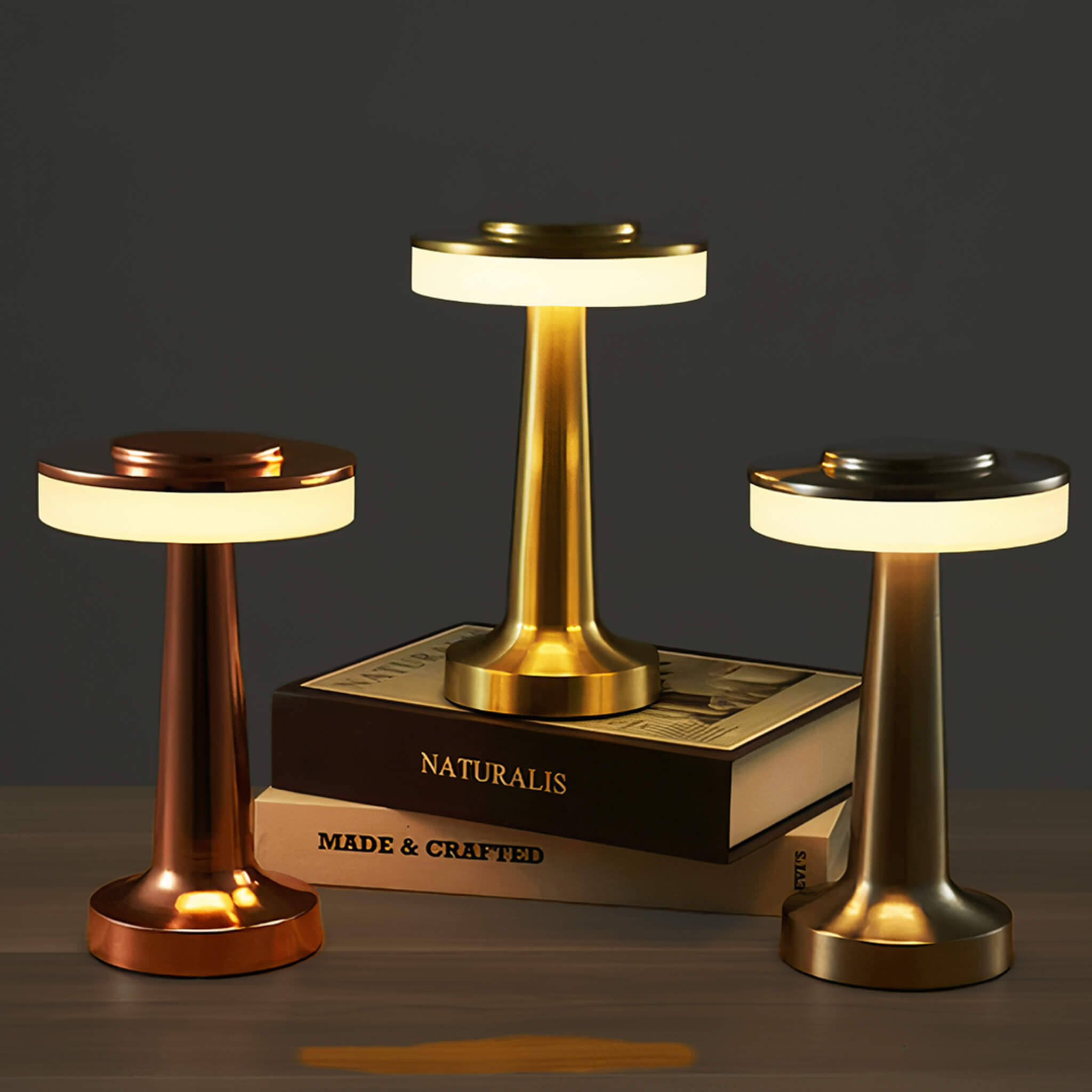 Affluent Table Lamp • Rose Gold • Rechargeable Battery • 2 Pack