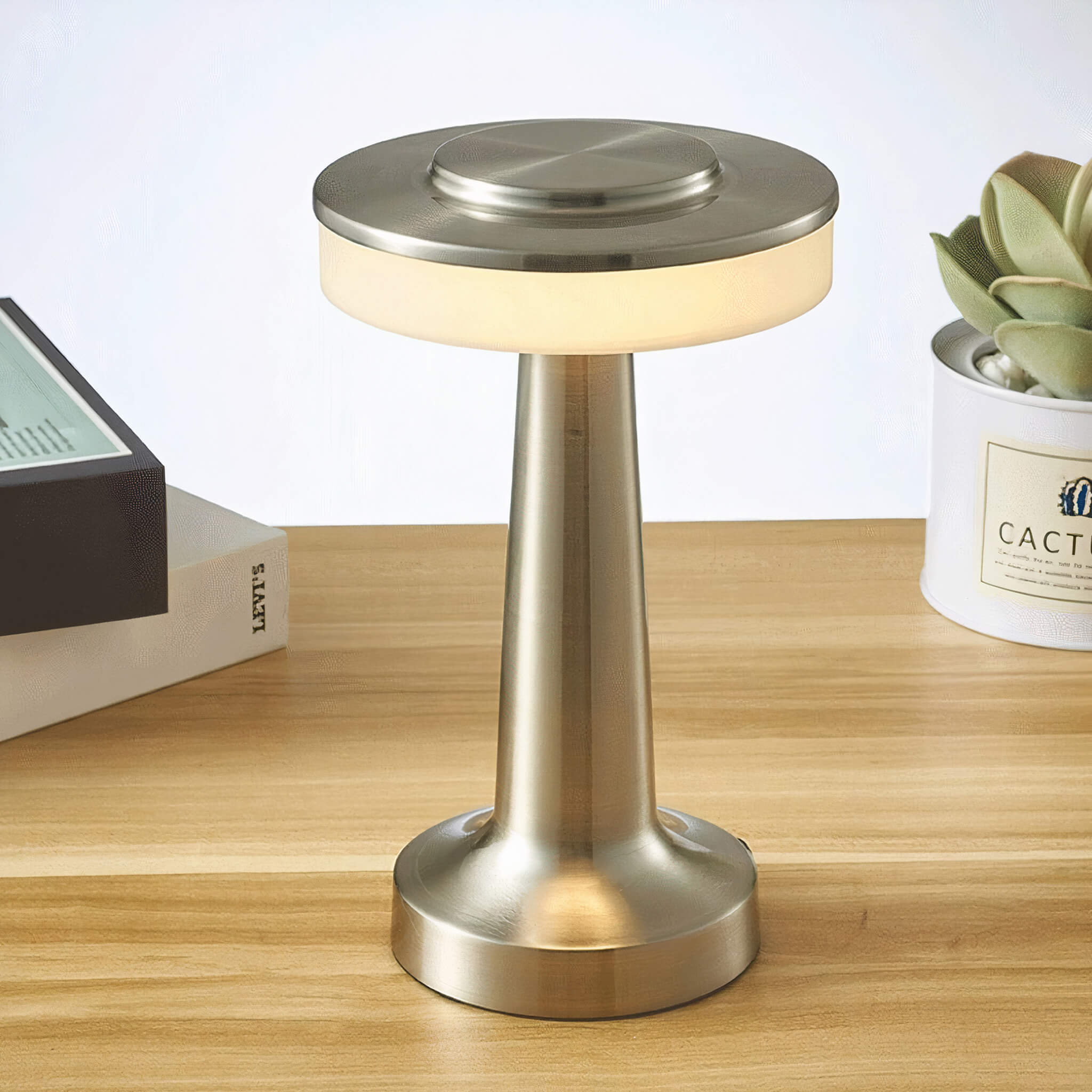 Affluent Table Lamp • Silver • Rechargeable Battery • 2 Pack - Haus of Interiors